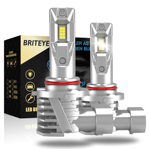 Briteye Bombilla HB3 LED 60 Watts 12000Lm 6500 Kelvin Luz Blanca 400% Brighter Conception Sans Câble Plug and Play Para Faros de Coche (2 Bombillas)