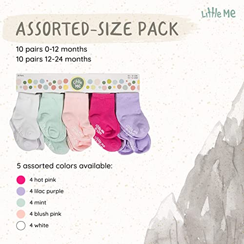 Little Me Baby Girls Assorted Solid Color Pack Newborn Infant Toddler Unisex Socks, Multi, 0-24 Months Us #TOP2
