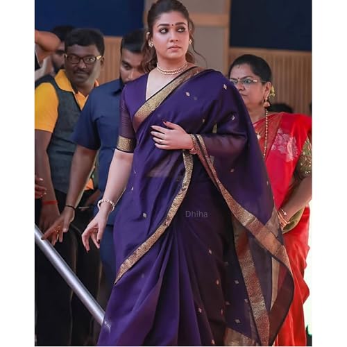 Image of Original Maheswari Cotton Silk Saree for Women | Kanjivaram Pure Silk Cotton Sari with Blouse | Zari Work | Tassels | Handloom Weave