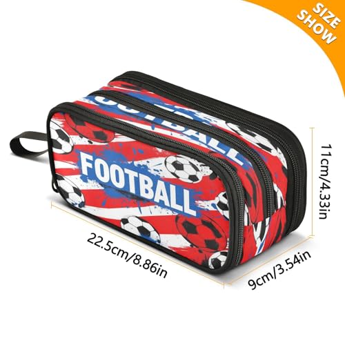 Image of Caikeny Pencil Case Grunge Football Pen Bag Soccer Large Capacity Pencil Box Pen Pouch with Zipper Cosmetic Organizer for Kids Teens Adults