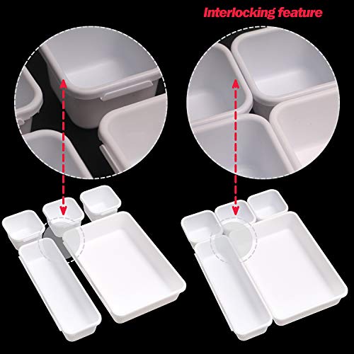 Set of 16 Interlocking Desk Drawer Organizer Tray Dividers Plastic