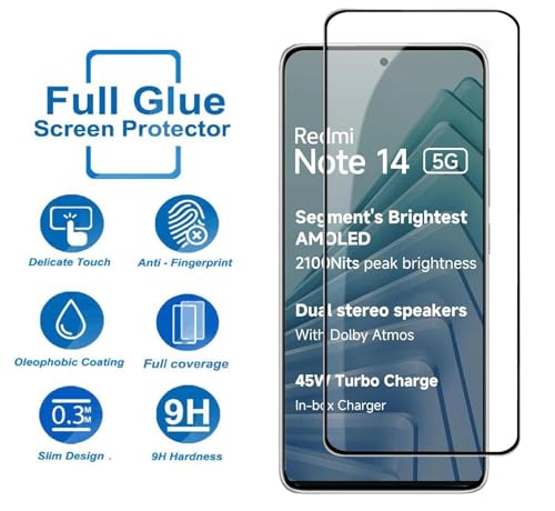 Image of 100FIT Tempered Glass For Redmi Note 14 5G With Full Glue Edge To Edge Coverage And Easy Installation Kit