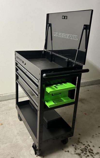 US General 4 Drawer Tech Tool Cart, 30 in. Storage Cabinet Black US GENERAL