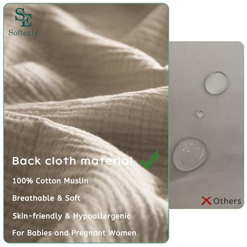 SE SOFTEXLY Muslin Duvet Cover California King Size, 100% Washed Cotton Duvet Cover Set, Soft Comforter Cover Linen Like, 3 Pieces Minimalist Gauze Duvet Cover with 2 Pillowcases, 98"x104", Beige