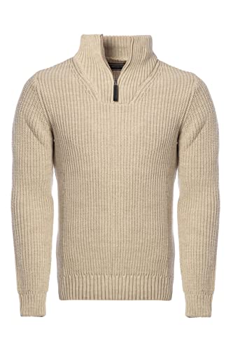 Carisma Strickpullover für Herren ? Herren Troyer mit Zipper ? Angenehmer Regular Fit Pullover für Büro und Freizeit 7800 BEIGE XXL