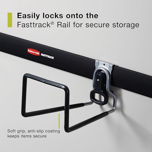Image of Rubbermaid Garage FastTrack Hose Hook Satin Nickel Wall Mounted Storage System Holds up to 50 pounds for Home /Garage