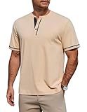COOFANDY T Shirt mit Knopfleiste Herren Kurzarm Baumwolle Henley Shirt Sommer T Shirts Basic Casual Tops Navy Blau 3XL