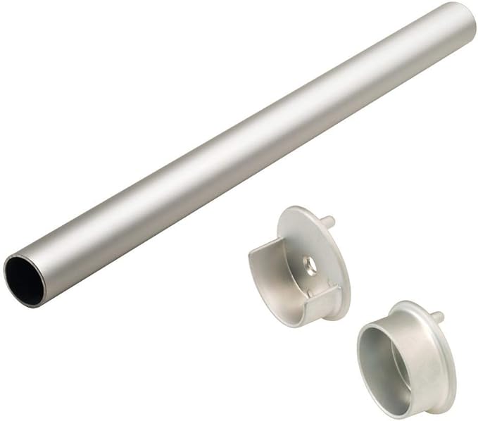 Hafele Closet Rod Round with End Supports, Synergy Collection (Matt Aluminum, 29 3