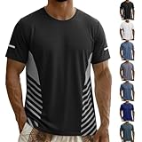 Mens Workout Shirts Breathable Quick Dry Short Sleeve Athletic Shirts Moisture Wicking Gym Running Tee Tops Black
