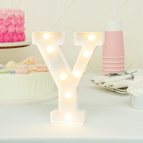Image of Restaurantware Illumify 6.6 x 1.2 x 8.7 Inch Light Up Letter 1 Durable Marquee LED Light - Letter Y Touchproof White Plastic Party Light Keyhole Slot For Parties Weddings Or Special Events