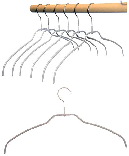 Hagspiel Hangers Made of Metal, Wire Hanger Silver Slipresistant Coated for Shirts Or Blouses 4 Mm 10 Pcs Very Spacesaving