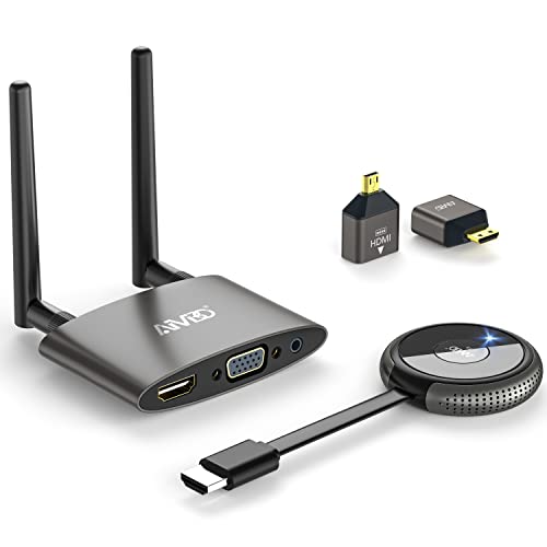 HDMI Inalámbrico, Transmisor y Receptor Inalámbrico, 4K/5G Inalámbrico HDMI/VGA Pantalla Dual,164FT/50M Media Video/Audio HDMII Wireless para Computadora Portátil/PC/Cámara,HDTV/Proyector/Monitor