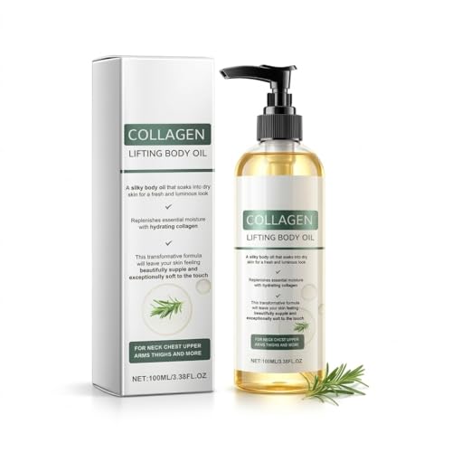 Elycura Collagen Lifting Body Oil for Skin, Hydrating Moisturizing Body Oil for Firmer Smoother Looking Skin, Helps Soften Crepey Skin, Lightweight Non Greasy After Shower Body Care, 3.38 Fl Oz