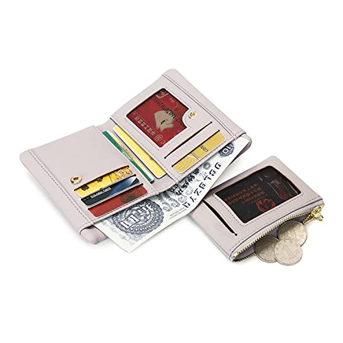 Wallets for Women Rfid Small Wallet for Women Billfold Ladies Wallet Leather Bifold Card Holder with Removable Zipper Coin Purse (Grey)3