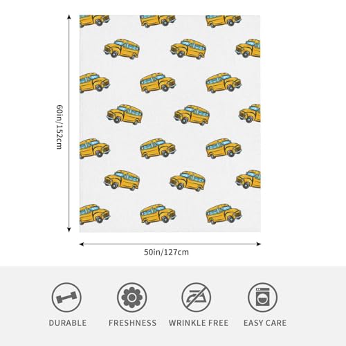 Image of School Bus Blanket 50 inchx60 inch - Extra Soft Fleece Flannel Throw Blankets for Adults, Kids, Couples - Cozy Plush Blanket for Bed, Couch, Gift for Teachers, Bus Lovers