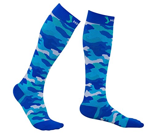 HOYISOX Compression Socks 20-30 mmHg for Men and Women, Running and Athletic Use, Recovery Fast (Blue, X-Large)