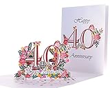 iGifts And Cards Happy 40th Milestone Anniversary 3D Pop Up Greeting Card - Perfect Couple, Elegant Wedding, Marriage, Romantic, Being Together, Ruby Congratulations, Lovebirds, Love 'N Happiness