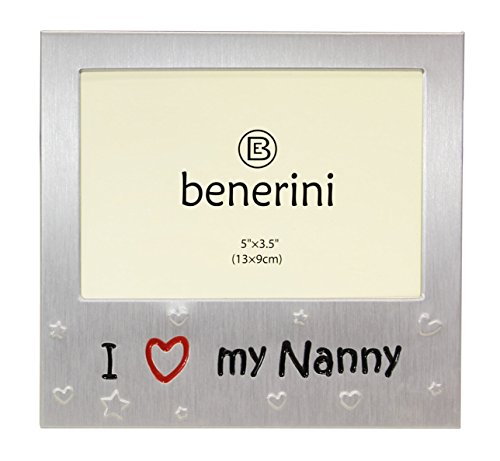 benerini ' I Love My Nanny ' - Photo Picture Frame Gift - 5 x 3.5 - Aluminium Silver Colour Gift for Her