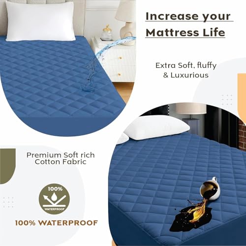 Image of BABYLEE Waterproof Cotton Quilted Mattress Protector King Size Breathable Hypoallergenic Noiseless Ultra Soft Fitted Bed Protector 72x72 inch Mattress /Bed Cover (King 72x72 inch | 6x6 ft, Teil)