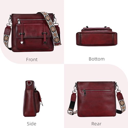 Image of Iswee Soft Leather Crossbody Bags for Women Shoulder Handbags Multi Pockets