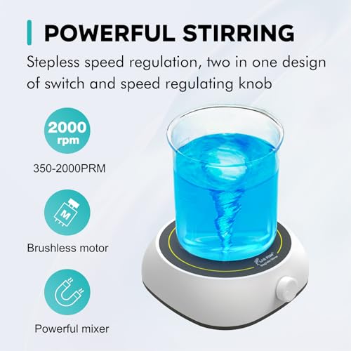 Image of LAB FISH MS5 Digital Magnetic Stirrer Mixer | 2000RPM, 3000ml capacity, includes stir bar, compact design for lab & homebrew mixing