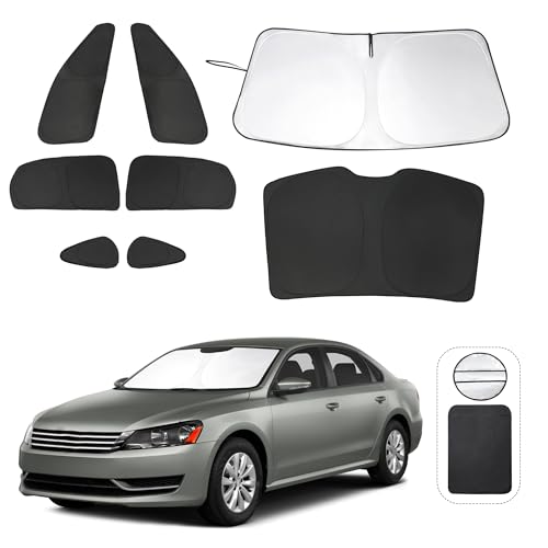 8PCS YYCKE Window Shades for Passat 2012-2022 for Volkswagen VW Accessories Car Side Full Windows Rear Triangular Windshield Sun Shade Sun UV Rays & Privacy Protection for Camping,Napping,and Relaxing