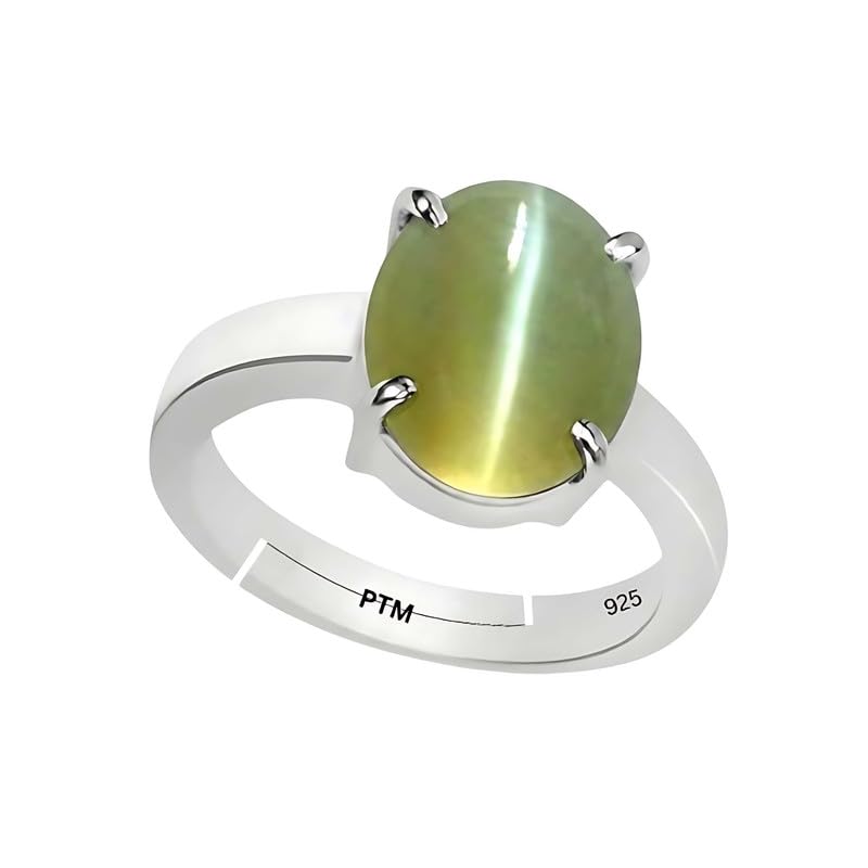 ptm Natural Cats Eye/Lahsunia 8.25 Ratti or 7.5 Carat Astrological Certified Gemstone Pure Sterling Silver/925 bis Hallmark Adjustable Ring for Men & Women - fba4825-picture-41