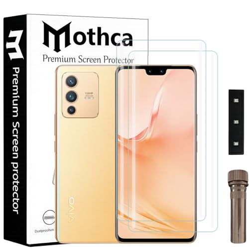 Image of Mothca Curved UV Tempered Glass Screen Protector for Vivo V23 Pro | Transparent | Pack of 2 | Borderless Full Screen Coverage with UV Installation Kit