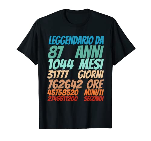 Legendario desde 87 años 87 cumpleaños mujeres Hombres Camiseta