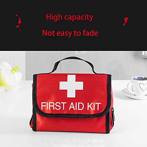 Image of First Aid Kit Reflective Cross Empty Travel Rescue Pouch Medicine Bag Emergency kit Suitable for Car Home Office Kitchen Sport Outdoors (Dark red)