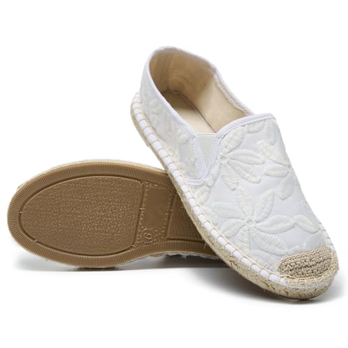 Womens Extra Wide Width Ballet Flats Shoes White Flats Dress Flats Comfortable Casual Loafer Shoes