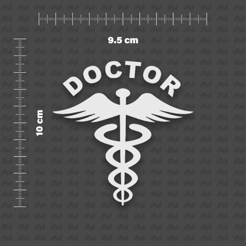 Image of Doctor Stickers for Car - Doctor Logo Reflector Decal Sticker for Cars, Waterproof Stickers, Size 10 x 9.5cm (Pack of 2) (White)
