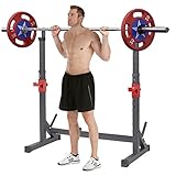 ALLINLIFE Soporte Barra Pesas,Rack Musculación Soporte Sentadillas,Estante de Sentadillas Ajustables en 12...