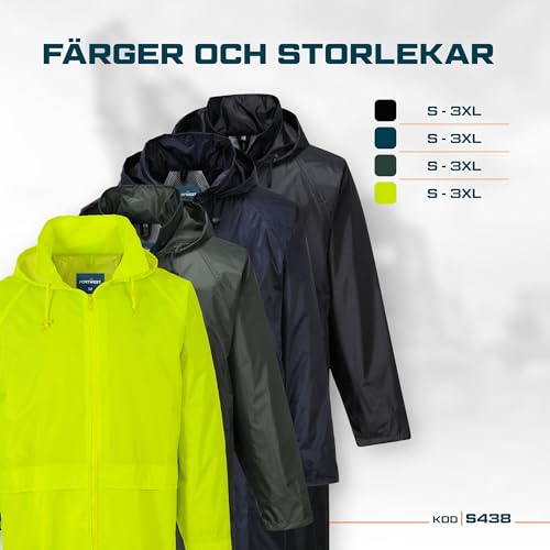 Image of Portwest Classic Rain Coat Adult Waterproof Long Protection Hooded Work Wear Trench