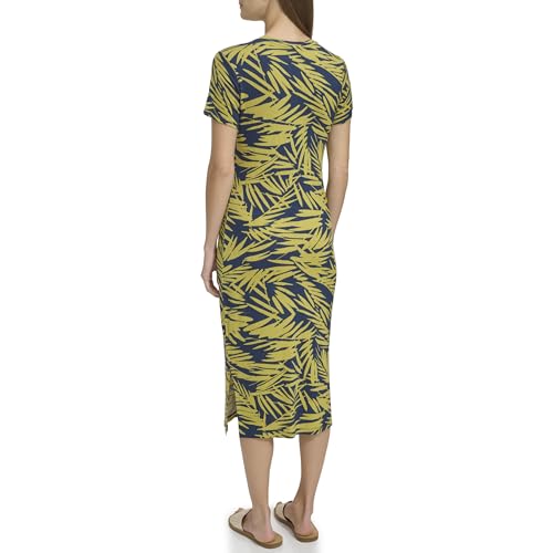 Image of Andrew Marc Women's Short Sleeve Printed Midi Dress with Slits