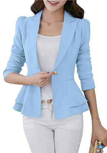 Fashion Button Down Blazer for Women Lightweight Lapel Front Open Blazer Casual Business Slim Fit Blazer