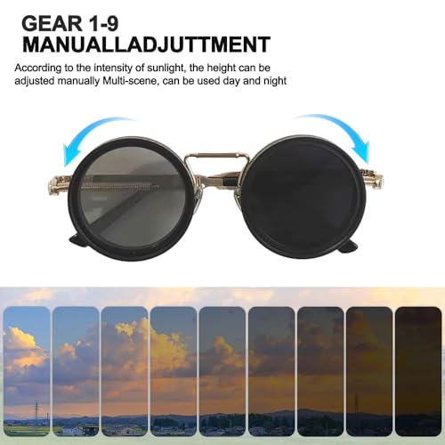 sixco Adjustable Tint Sunglasses Round Polarized with Built-in ND Filter, 1-9 Gears Manual Tint Control for Men2