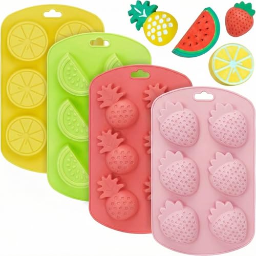 Set de 4 moldes de silicona en formas de frutas miniatura 1