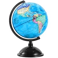 KISEER 8 Inch World Globe with Stand Rotating Earth Spinning Globe for Kids Geography Classroom Education or Decorations (Blue)