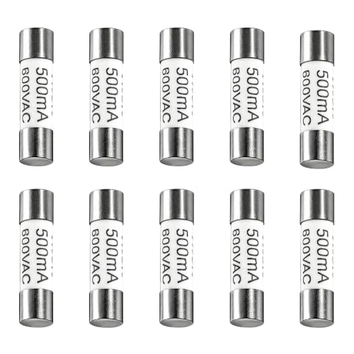 HV510 0.5A Ceramic Fast Blow Replacement Kit, 5x20mm 600VAC, Compatible with Multimeters &amp; Outdoor LED Christmas String Lights (10pcs)