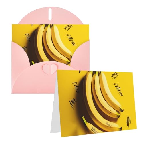 QMNEHJ グリーティングカード サンキューカード 封筒付き ブランクノートカード 4x6インチ バースデーカード イエローバナナ ウェディングカード お悔やみカード おもしろい 思考カード あらゆる機会に