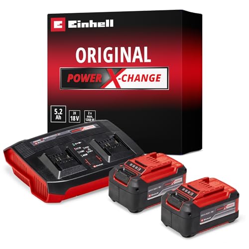 Original Einhell Starter Kit Akku und Ladegerät Power X-Change (Lithium Ionen, 18 V, 2x5,2 Ah Akku...