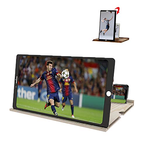 12 'Lupa de pantalla, Soporte Ampliador pantalla de telfono mvil plegable de grano de madera slida En 3D,adecuada de Pantalla Ver Videos de pelculas en Todos los telfonos Inteligentes(blanco)