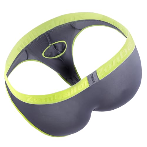 ZONBAILON Men's Briefs Dual Pouch Ice Silk Underwear Open-fly Breathable Sexy Panties