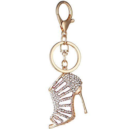 Lady regalo de diamante STILETTO tacón zapatos cristal esmalte llavero multicolor esmalte llavero