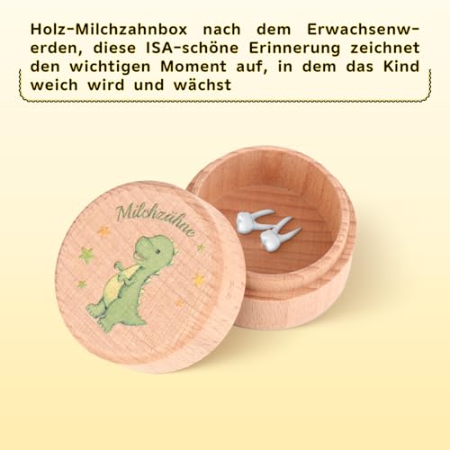 GADITIEK Zahndose Milchzähne für Mädchen und Jungen, Milchzahndose mit niedlichem Motiv, Zahnbox für Milchzähne, Geschenkideen zur Taufe und zum Geburtstag, neue Eltern Zahnfee Geschenk (Dinosaurier)