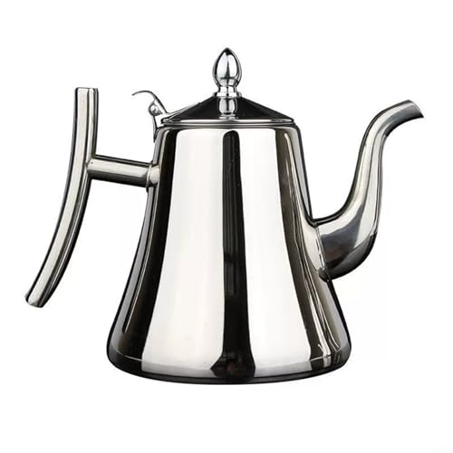 Tetera de acero inoxidable con filtro integrado, mango grueso, cuentas antiincrustantes, resistente a la corrosión para cocina de inducción (2.0L plateado)