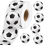 Picture of durony 500 Pieces Soccer Stickers Self-Adhesive Sports Ball Sticker Labels Roll Soccer Theme Party Decor Envelope Gift Bag Seal for Sports Party Supplies, Team Gift, Birthday Parties