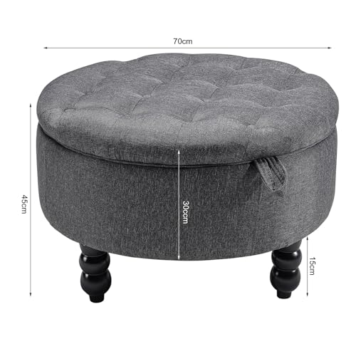 Solution d'assise polyvalente avec pouf de rangement en lin capitonné