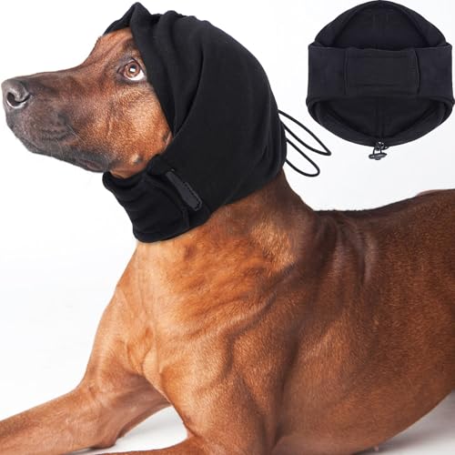 Image of Nanaki Calming Hoodie for Fireworks &Storms -No Shake Ear Wrap Dog Hematoma | Adjustable Calming Ear Covers Anxiety Relief, Soft Ear Protection for Noise Bath Grooming,Ear Muffs for Eating,Car Rides